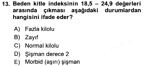 Genel Beslenme 2017-2018 3 Ders Sınavı - 13. soru