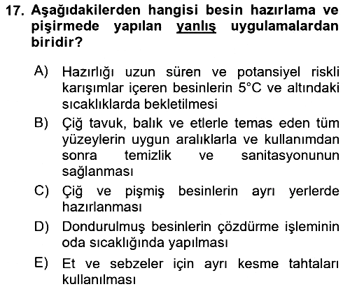 Genel Beslenme 2018-2019 3 Ders Sınavı - 17. soru