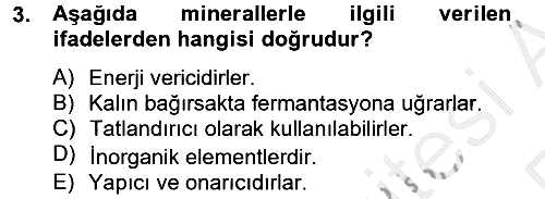 Genel Beslenme 2012-2013 Ara Sınav - 3. soru