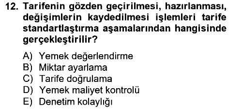 Genel Beslenme 2012-2013 Ara Sınav - 12. soru