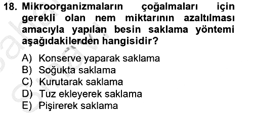 Genel Beslenme 2012-2013 Ara Sınav - 18. soru