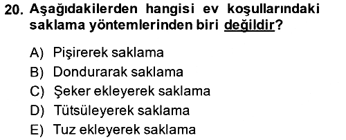 Genel Beslenme 2014-2015 Ara Sınav - 20. soru