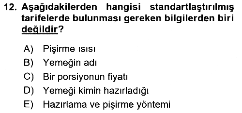 Genel Beslenme 2023-2024 Ara Sınav - 12. soru