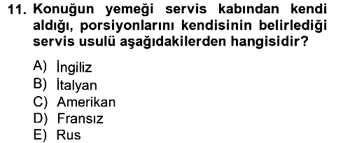 Genel Beslenme 2012-2013 Dönem Sonu Sınavı - 11. soru