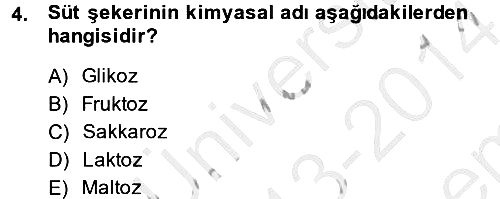Genel Beslenme 2013-2014 Dönem Sonu Sınavı - 4. soru