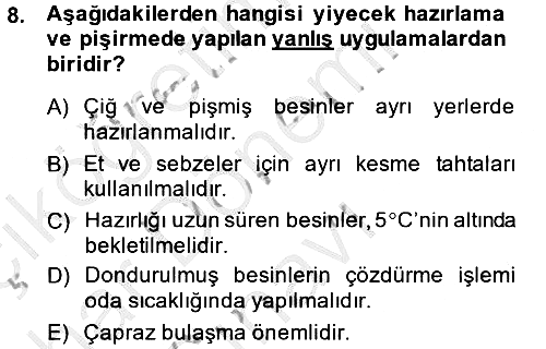 Genel Beslenme 2013-2014 Dönem Sonu Sınavı - 8. soru