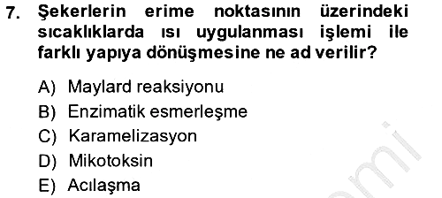 Genel Beslenme 2014-2015 Dönem Sonu Sınavı - 7. soru