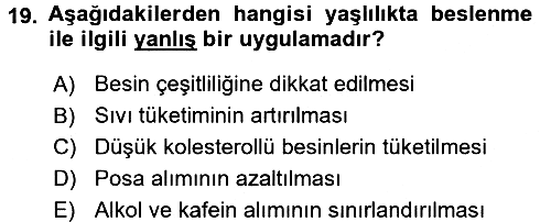 Genel Beslenme 2016-2017 Dönem Sonu Sınavı - 19. soru