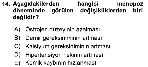 Genel Beslenme 2017-2018 Dönem Sonu Sınavı - 14. soru