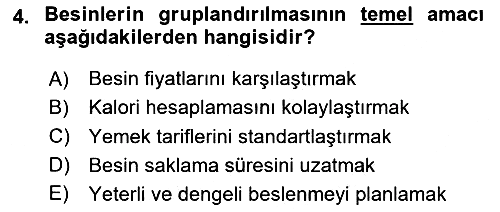 Genel Beslenme 2025-2026 Dönem Sonu Sınavı - 4. soru