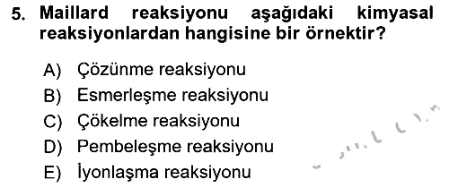 Genel Beslenme 2018-2019 Yaz Okulu Sınavı - 5. soru