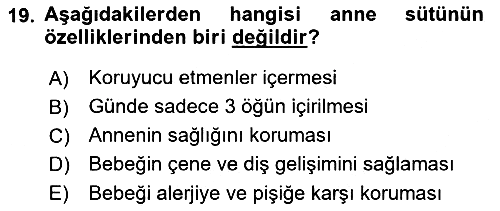 Genel Beslenme 2018-2019 Yaz Okulu Sınavı - 19. soru