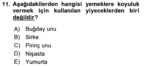 Genel Beslenme 2020-2021 Yaz Okulu Sınavı - 11. soru