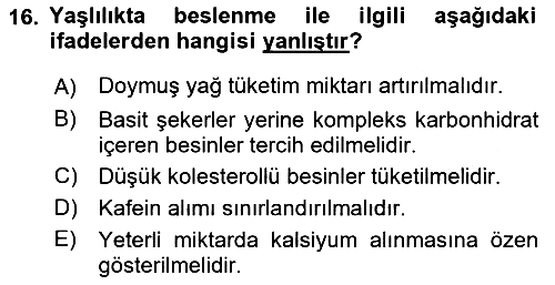 Genel Beslenme 2021-2022 Yaz Okulu Sınavı - 16. soru