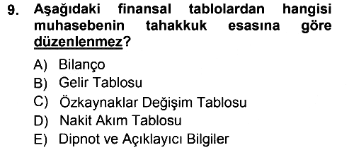 Genel Muhasebe - 1 2012-2013 Ara Sınav - 9. soru