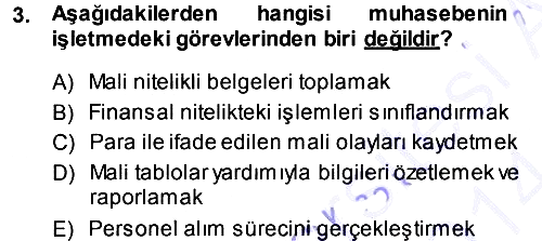 Genel Muhasebe - 1 2013-2014 Ara Sınav - 3. soru