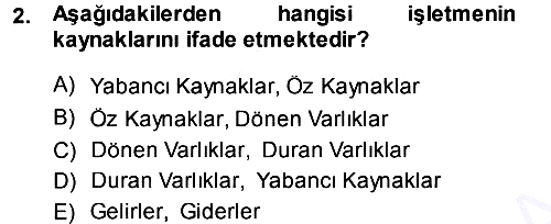 Genel Muhasebe - 1 2014-2015 Ara Sınav - 2. soru