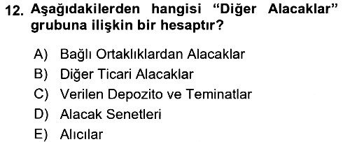 Genel Muhasebe - 1 2017-2018 Dönem Sonu Sınavı - 12. soru