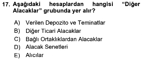 Genel Muhasebe - 1 2018-2019 Dönem Sonu Sınavı - 17. soru