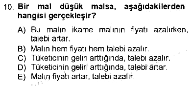 İktisada Giriş - 1 2012-2013 Ara Sınav - 10. soru