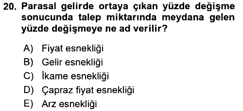 İktisada Giriş - 1 2016-2017 Ara Sınav - 20. soru