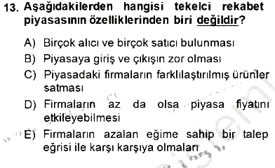 İktisada Giriş - 1 2014-2015 Dönem Sonu Sınavı - 13. soru