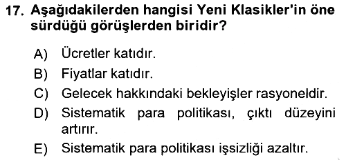 İktisada Giriş - 1 2019-2020 Dönem Sonu Sınavı - 17. soru