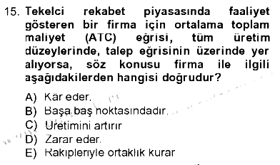 İktisada Giriş - 1 2012-2013 Tek Ders Sınavı - 15. soru