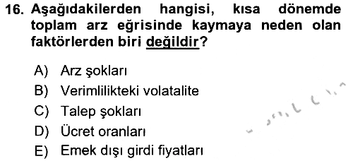İktisada Giriş 2 2016-2017 3 Ders Sınavı - 16. soru