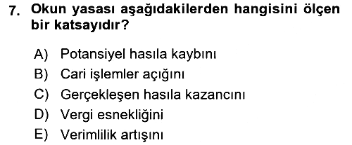 İktisada Giriş 2 2017-2018 3 Ders Sınavı - 7. soru