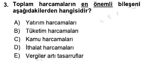 İktisada Giriş 2 2018-2019 3 Ders Sınavı - 3. soru