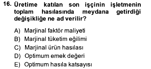 İktisada Giriş 2 2013-2014 Ara Sınav - 16. soru