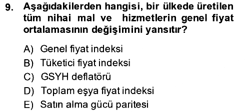 İktisada Giriş 2 2014-2015 Ara Sınav - 9. soru