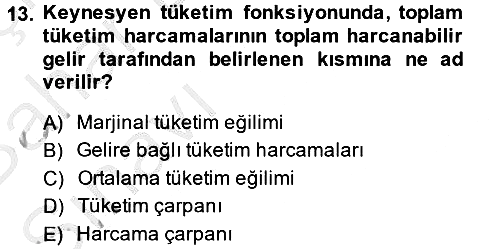 İktisada Giriş 2 2014-2015 Ara Sınav - 13. soru