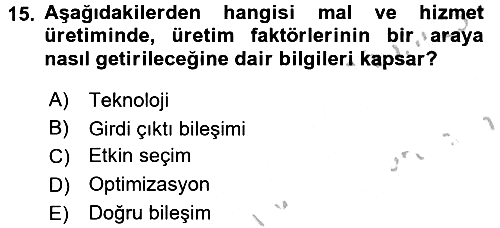 İktisada Giriş 2 2016-2017 Ara Sınav - 15. soru