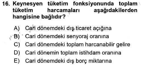 İktisada Giriş 2 2016-2017 Ara Sınav - 16. soru