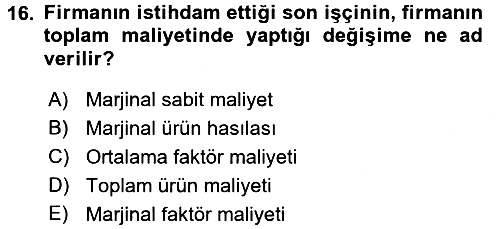 İktisada Giriş 2 2017-2018 Ara Sınav - 16. soru