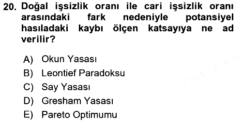 İktisada Giriş 2 2017-2018 Ara Sınav - 20. soru