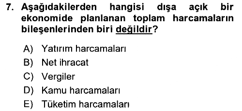 İktisada Giriş 2 2024-2025 Ara Sınav - 7. soru