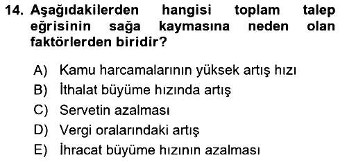 İktisada Giriş 2 2025-2026 Ara Sınav - 14. soru