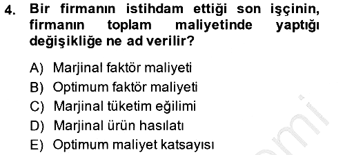 İktisada Giriş 2 2013-2014 Dönem Sonu Sınavı - 4. soru