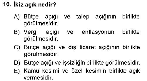 İktisada Giriş 2 2013-2014 Dönem Sonu Sınavı - 10. soru