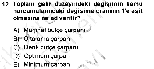 İktisada Giriş 2 2013-2014 Dönem Sonu Sınavı - 12. soru