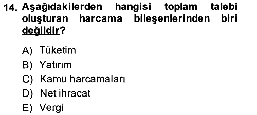 İktisada Giriş 2 2013-2014 Dönem Sonu Sınavı - 14. soru