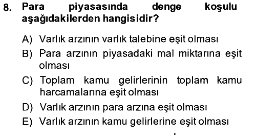 İktisada Giriş 2 2014-2015 Dönem Sonu Sınavı - 8. soru
