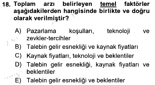 İktisada Giriş 2 2016-2017 Dönem Sonu Sınavı - 18. soru
