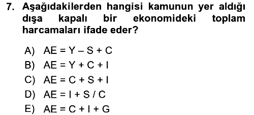 İktisada Giriş 2 2017-2018 Dönem Sonu Sınavı - 7. soru
