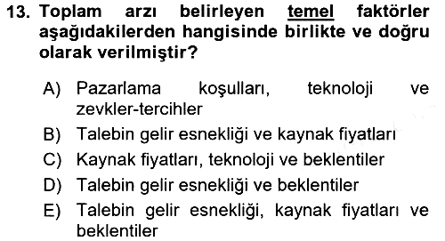 İktisada Giriş 2 2017-2018 Dönem Sonu Sınavı - 13. soru