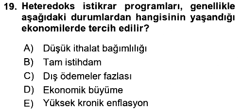 İktisada Giriş 2 2017-2018 Dönem Sonu Sınavı - 19. soru