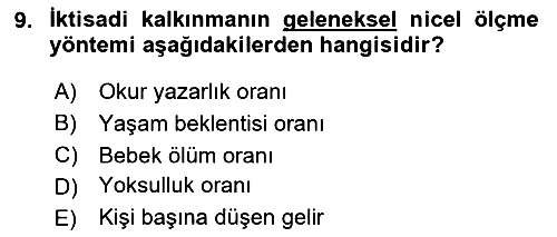 İktisada Giriş 2 2025-2026 Dönem Sonu Sınavı - 9. soru